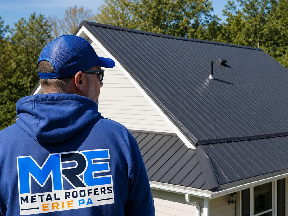 Finished residential roof with straight shingle lines, clean ridge cap detailing, and aligned roof vents